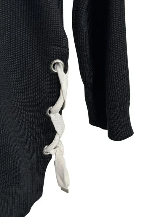 Lauren Ralph Lauren Sweater 3X Black Lace Up Sides Cotton Blend FS-1519 - Picture 5 of 9